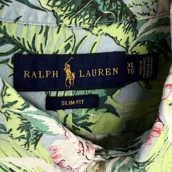 Ralph Lauren Mens Hawaiian Floral Button-Up Camp Shirt, XL - Picture 8 of 10